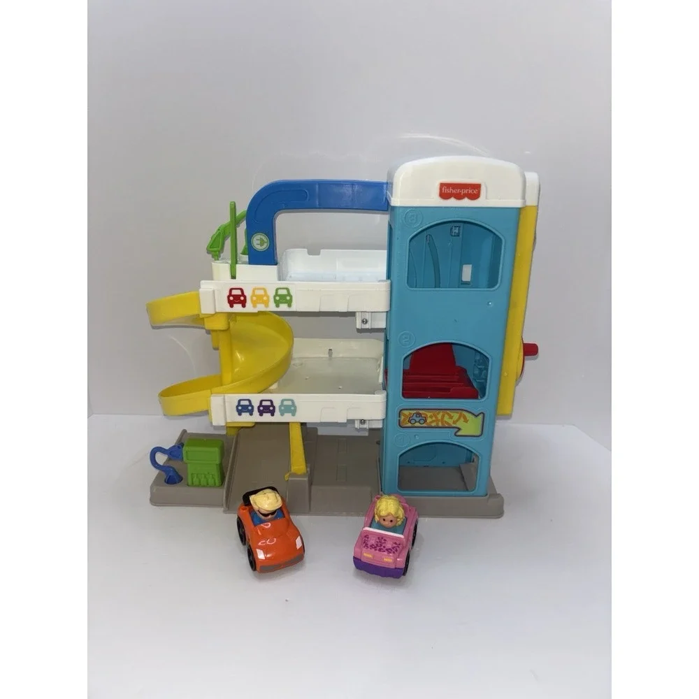 Fisher-Price Little People the Helpful Neighbor's Garage‎ w/ Two Cars Lift Bell